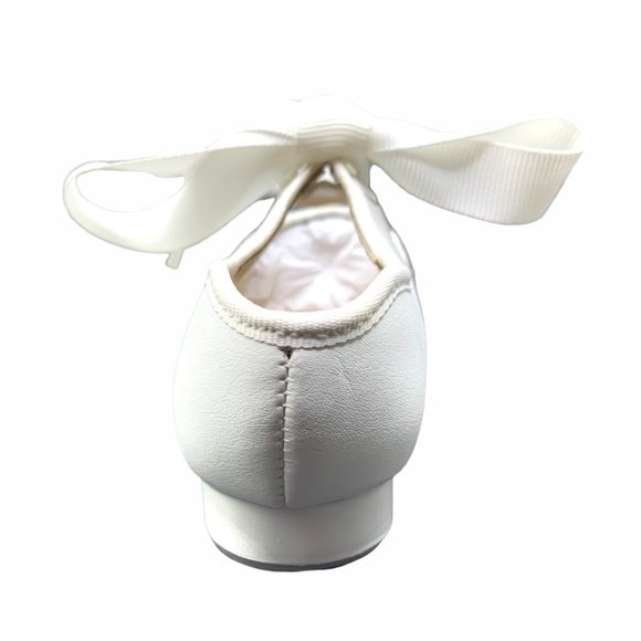 Capezio Jr. Tyette 625T Toddler White Tap 7.5 Wide Shoes Tie Bow Dance New - Picture 5 of 8